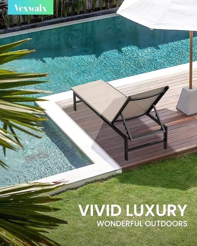 Outdoor Lounge Chair for Pool, Aluminum Chaise Lounge Chairs - Image 2