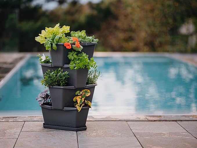BUZZY Seeds Starter Stackable Vertical Planter – 4-Level Raised Garden Tower - Image 9