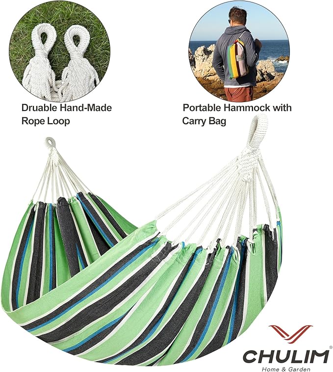 Brazilian Double Hammock with Tree Straps, Extra Large 94x63IN, 2 Persons - Image 5