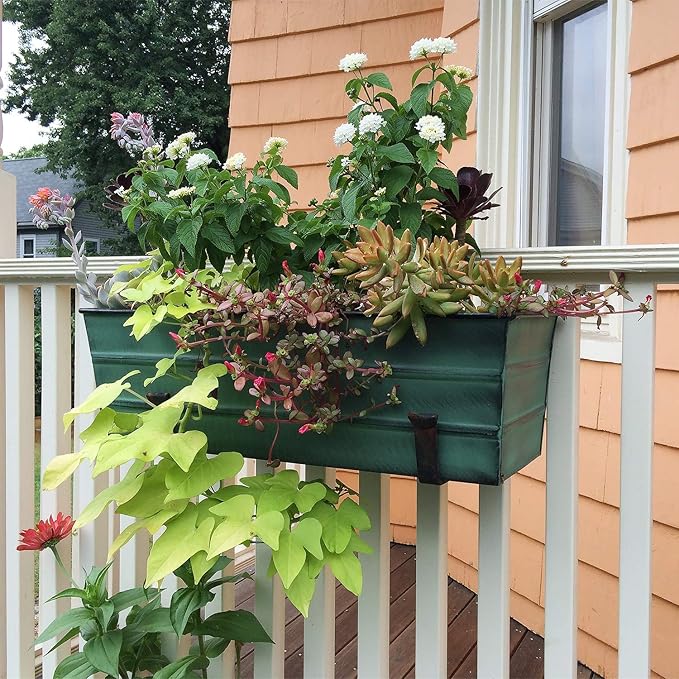 Achla Designs Galvanized Window Flower Box Planter-Green-Medium - Image 7