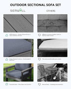 SERWALL HDPE Patio Furniture Set, 7-piece Outdoor Sectional Sofa Set, All - Image 5
