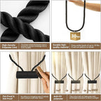 Hion Magnetic Curtain Tiebacks Black 2pcs, Curtain Tiebacks Buckles Holdbacks - Image 3