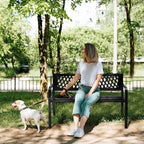 VINGLI 47'' Outdoor Bench, Weather Resistant Garden Patio Bench Powder Coated - Image 2