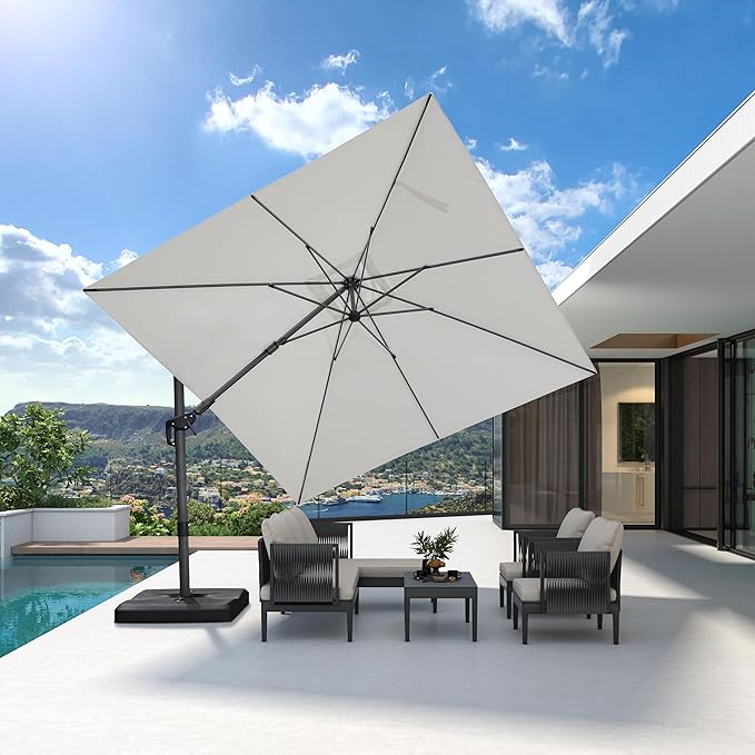 PURPLE LEAF 9.8' X 9.8' Left-right Tilting Patio Umbrella Outdoor Cantilever - Image 2