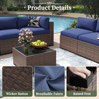 Aoxun 11 Piece Patio Furniture Set Wicker Rattan Patio Conversation Set Outdoor - Image 3