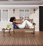 SERWALL Outdoor Bench, HDPE Outdoor Benches Weatherproof, 2-Person Garden Bench - Image 2