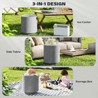 HOMCOM 2.6 Gal Outdoor Cooler Side Table, 3-in-1 Cool Coffee Table - Image 4