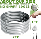 2Pcs 2X2X1ft Round Raised Garden Bed Kit, Galvanized Raised Garden Beds Outdoor - Image 4