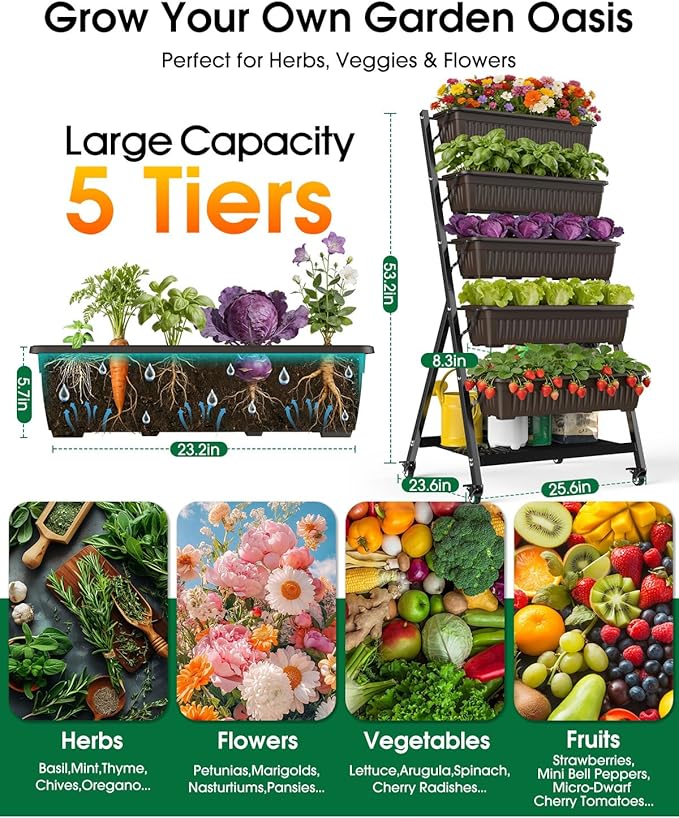 5-Tier Vertical Garden Bed Planter Boxes - Image 2