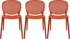 2xhome Set of 3 Patio Dining Chairs | Modern Stackable Outdoor Pool Side Chair by 2xhome