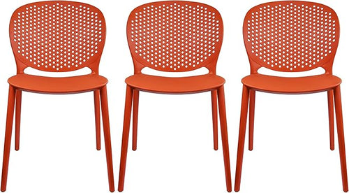 2xhome Set of 3 Patio Dining Chairs | Modern Stackable Outdoor Pool Side Chair by 2xhome