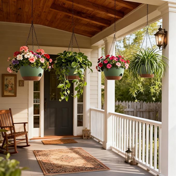 4 Pack 8 Inch Self Watering Hanging Planters - Image 6