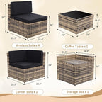 8-Piece Patio Furniture Set, Outdoor Wicker Rattan Sectional - Image 6