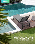 Outdoor Lounge Chairs Set of 2, Aluminum Patio Chaise Lounge Chairs - Image 2