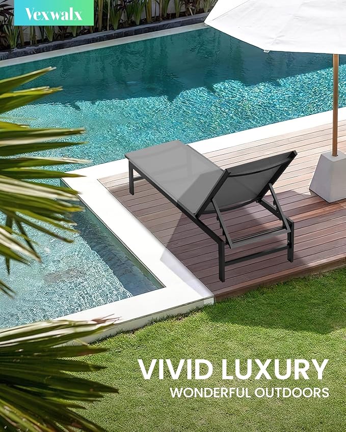 Outdoor Lounge Chairs Set of 2, Aluminum Patio Chaise Lounge Chairs - Image 2