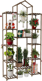 Bamworld 74.4" Tall Plant Stand Indoor Outdoor Wood Plant Shelf Hanging Plant by Bamworld