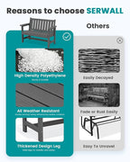 SERWALL Outdoor Bench, HDPE Outdoor Benches Weatherproof, 2-Person Garden Bench - Image 9