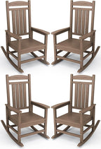 KINGYES HDPE Outdoor Rocking Chair Set of 4, All-Weather Poly Patio Rocking by KINGYES