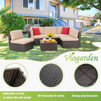 Vongrasig 6 Piece Patio Furniture Set, Small Outdoor Sectional Sofa Couch - Image 6