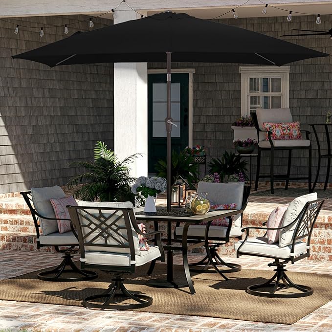 JEAREY 6.5x10 ft Rectangular Patio Umbrellas Rectangle Outdoor Umbrella - Image 4