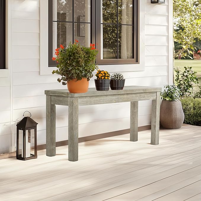 VINGLI Outdoor Wooden Bench, 40” Porch Bench Outdoor Backless Garden Bench - Image 2