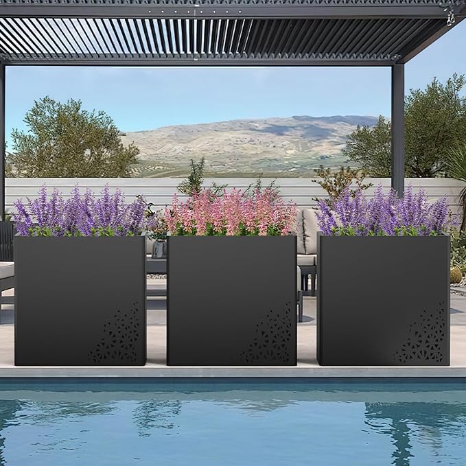 24 Inch Tall Outdoor Planter 24Hx24Lx12W Metal Planter Box - Image 2