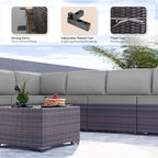 Kullavik 9 Pieces Outdoor Patio Furniture Set PE Wicker Rattan Sectional Sofa - Image 3