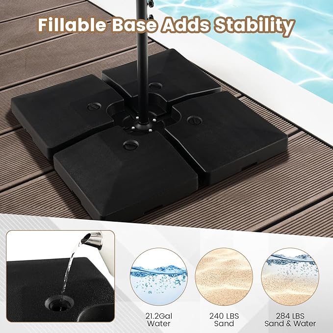 Tangkula 4-Piece 20L Cantilever Offset Patio Umbrella Base, 284 Lbs Heavy-Duty - Image 5