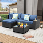 5 Pieces Patio Furniture Set All-Weather Outdoor Wicker Sectional Conversation by JOYURE