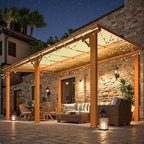 AECOJOY 14' x 10' Gazebo for Patio, Wood Grain Hard Top Lean to Gazebo Pergola - Image 2