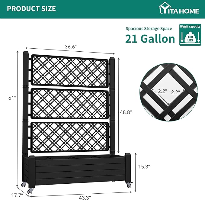 YITAHOME 43.3x17.7x61 in Planter Trellis Box - Image 8