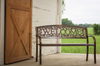 Leigh Country Metal Outdoor Bench, Welcome Design, Decorative Patio Seating - Image 7
