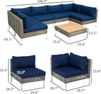Outsunny 7 Piece Wicker Patio Furniture Set, Modular Outdoor Sectional - Image 2