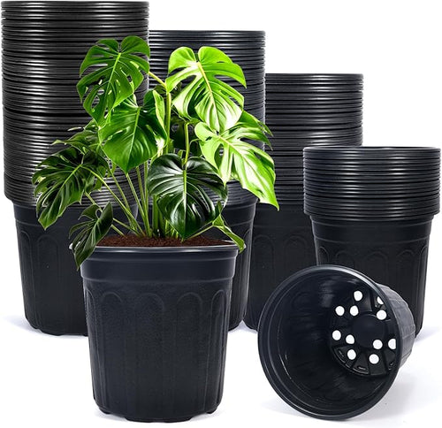 100Pcs 1 Gallon Black Nursery Pots, Soft Plastic Seedling Plant Pot by Unknown