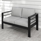 Kiss the Water Outdoor Patio Furniture Loveseat Sofa, All-Weather Metal - Image 8
