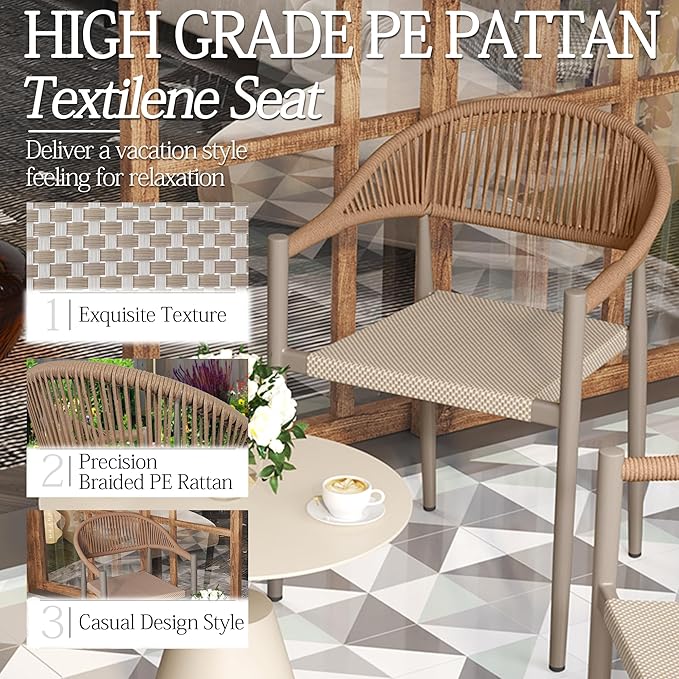 TWT Patio Dining Chairs Outdoor Stackable Dining Chairs - Image 4