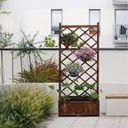 Anraja Raised Garden Bed with Trellis Wooden Planter Box Outdoor Wood Privacy - Image 2