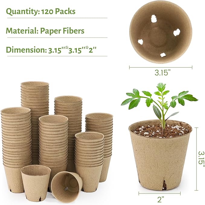 120 Packs 3.15 Inch Peat Pots, Biodegradable Pots - Image 2