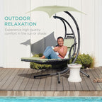 Best Choice Products Outdoor Hanging Curved Steel Chaise Lounge Chair Swing - Image 8