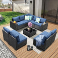 10 Pieces Patio Furniture Set All-Weather Outdoor Wicker Sectional Conversation by JOYURE