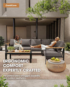Aluminum Outdoor Patio Furniture Loveseat, All-Weather Patio Conversation Sets - Image 2