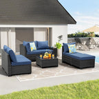 Jing's Villa 7-Piece Patio Furniture Set, All-Weather Outdoor Wicker Sectional - Image 8