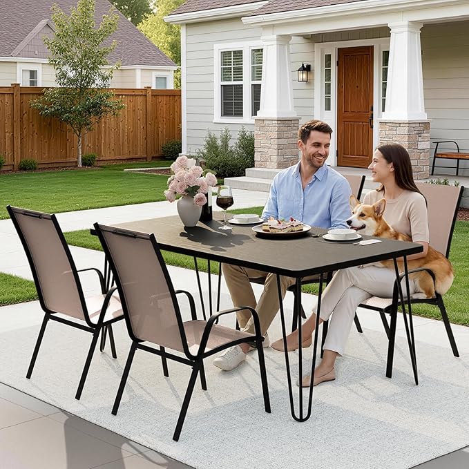 JEAREY Patio Dining Chairs Set of 4, Outdoor Stackable Dining Furniture Set - Image 6