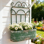 Rustic Metal Wall Planter Vintage Wall Mounted Flower Pot Distressed Wall - Image 5