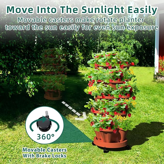 Strawberry Vertical Planter, 5 Tiered Stacking Garden Tower, Stackable Herb - Image 4