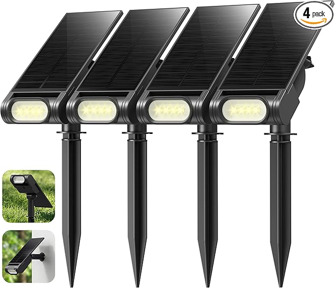 EZVALO Solar Spot Lights Outdoor IP67 Waterproof, Adjustable Solar Landscape by EZVALO
