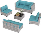 6-Seat Modular Patio Furniture Set – Outdoor Wicker Sectional Sofa - Image 9