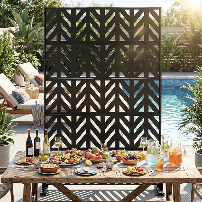 VINGLI Privacy Fence Panels, 72H’’ x 47W’’ Metal Privacy Screen Freestanding - Image 2