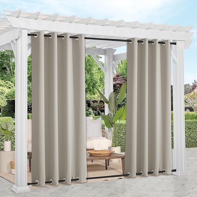 NICETOWN 2 Panels Gazebo Curtains Outdoor Waterproof & Windproof, Top and by NICETOWN