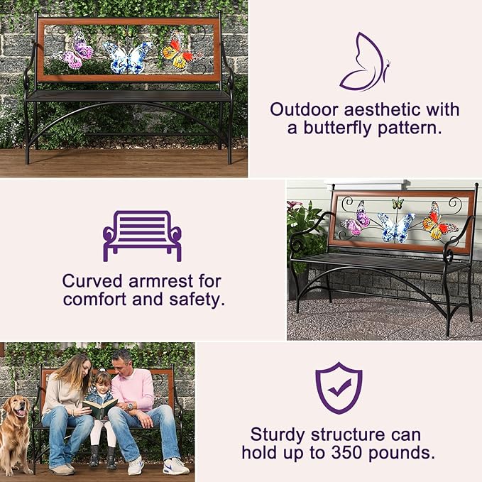 39.7" Outdoor Bench, Garden Bench, Patio Bench - Image 4